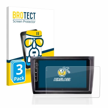 Parte frontale di una confezione del prodotto con il logo del marchio BROTECT. Accanto è raffigurato il dispositivo Dynavin D8