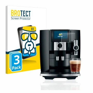 Parte frontale di una confezione del prodotto con il logo del marchio BROTECT. Accanto è raffigurato il dispositivo Jura J8 co