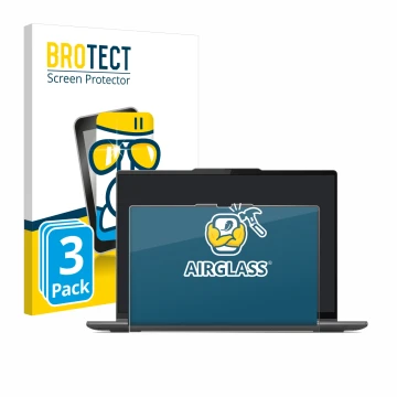 Parte frontale di una confezione del prodotto con il logo del marchio BROTECT. Accanto è raffigurato il dispositivo Lenovo Yog