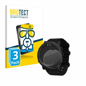 Parte frontale di una confezione del prodotto con il logo del marchio BROTECT. Accanto è raffigurato il dispositivo Suunto Cor