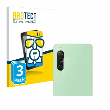 Parte frontale di una confezione del prodotto con il logo del marchio BROTECT. Accanto è raffigurato il dispositivo Sony Xperi