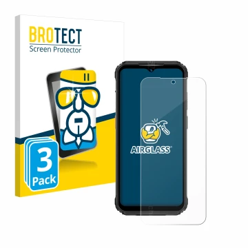 Parte frontale di una confezione del prodotto con il logo del marchio BROTECT. Accanto è raffigurato il dispositivo Ulefone Ar