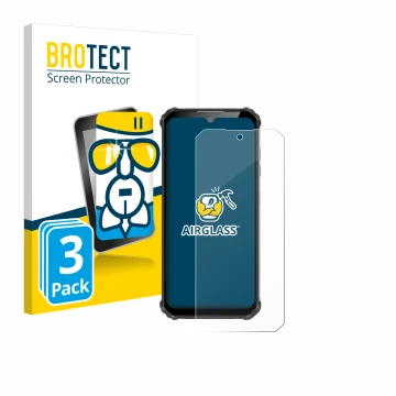 Parte frontale di una confezione del prodotto con il logo del marchio BROTECT. Accanto è raffigurato il dispositivo Oukitel WP