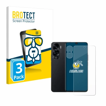 Parte frontale di una confezione del prodotto con il logo del marchio BROTECT. Accanto è raffigurato il dispositivo Honor 90 L