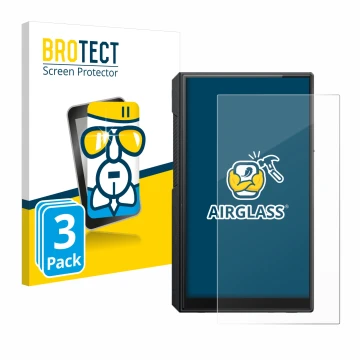 Parte frontale di una confezione del prodotto con il logo del marchio BROTECT. Accanto è raffigurato il dispositivo FiiO M11s 