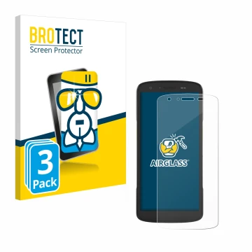 Parte frontale di una confezione del prodotto con il logo del marchio BROTECT. Accanto è raffigurato il dispositivo Zebra TC27