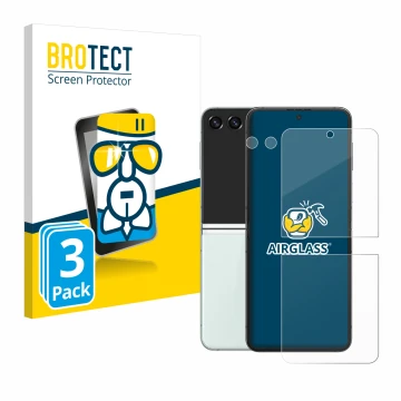 Parte frontale di una confezione del prodotto con il logo del marchio BROTECT. Accanto è raffigurato il dispositivo Samsung Ga