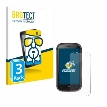 Parte frontale di una confezione del prodotto con il logo del marchio BROTECT. Accanto è raffigurato il dispositivo Unihertz J