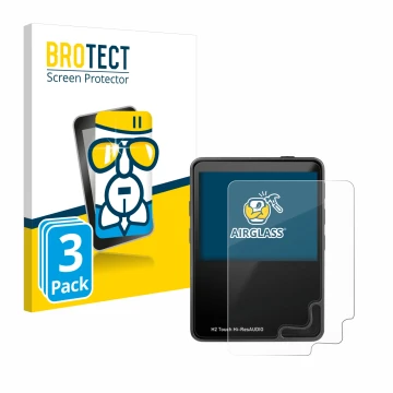 Parte frontale di una confezione del prodotto con il logo del marchio BROTECT. Accanto è raffigurato il dispositivo HifiWalker