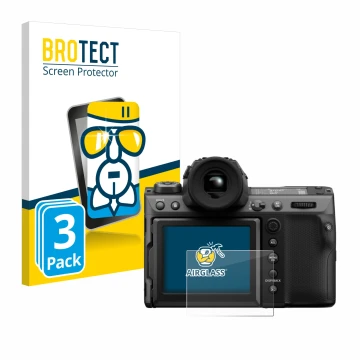 Parte frontale di una confezione del prodotto con il logo del marchio BROTECT. Accanto è raffigurato il dispositivo Fujifilm G