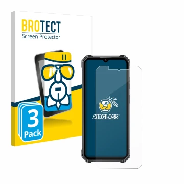 Parte frontale di una confezione del prodotto con il logo del marchio BROTECT. Accanto è raffigurato il dispositivo Oukitel WP