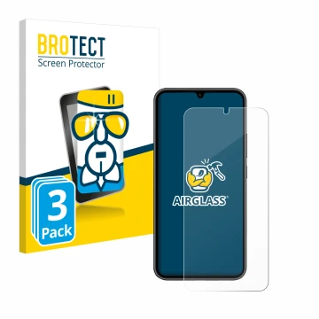 Parte frontale di una confezione del prodotto con il logo del marchio BROTECT. Accanto è raffigurato il dispositivo Samsung Ga