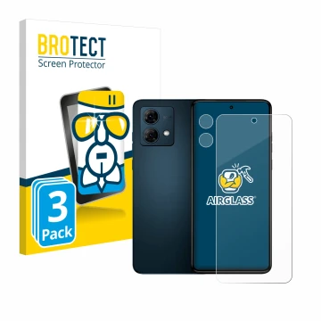 Parte frontale di una confezione del prodotto con il logo del marchio BROTECT. Accanto è raffigurato il dispositivo Motorola M