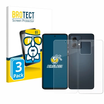 Parte frontale di una confezione del prodotto con il logo del marchio BROTECT. Accanto è raffigurato il dispositivo Motorola M