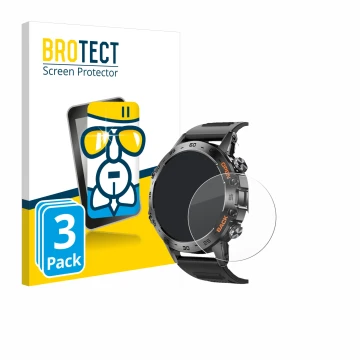 Parte frontale di una confezione del prodotto con il logo del marchio BROTECT. Accanto è raffigurato il dispositivo Lemfo Smar