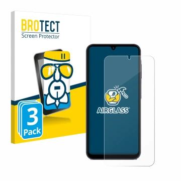 Parte frontale di una confezione del prodotto con il logo del marchio BROTECT. Accanto è raffigurato il dispositivo Samsung Ga
