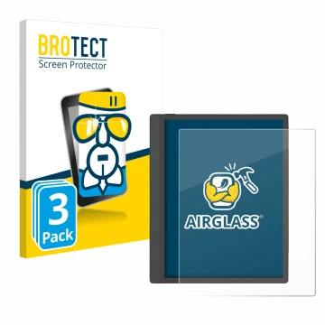Parte frontale di una confezione del prodotto con il logo del marchio BROTECT. Accanto è raffigurato il dispositivo Boox Tab U