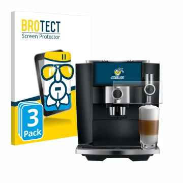 Parte frontale di una confezione del prodotto con il logo del marchio BROTECT. Accanto è raffigurato il dispositivo Jura J8 tw