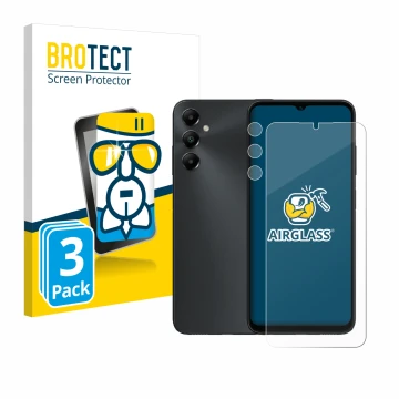 Parte frontale di una confezione del prodotto con il logo del marchio BROTECT. Accanto è raffigurato il dispositivo Samsung Ga