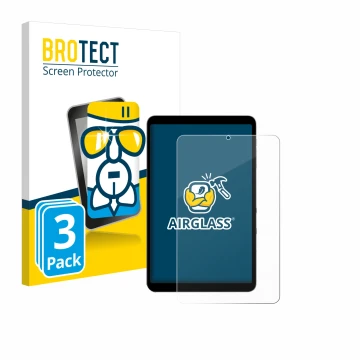 Parte frontale di una confezione del prodotto con il logo del marchio BROTECT. Accanto è raffigurato il dispositivo Alldocube 