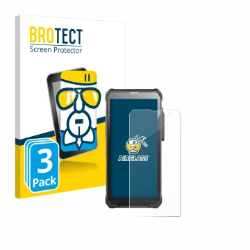 Parte frontale di una confezione del prodotto con il logo del marchio BROTECT. Accanto è raffigurato il dispositivo RugGear RG