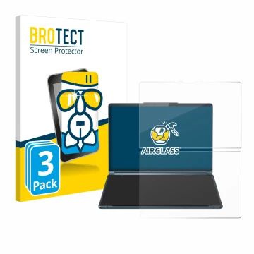 Parte frontale di una confezione del prodotto con il logo del marchio BROTECT. Accanto è raffigurato il dispositivo Lenovo Yog