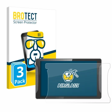 Parte frontale di una confezione del prodotto con il logo del marchio BROTECT. Accanto è raffigurato il dispositivo Logicom Mu