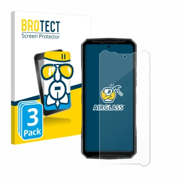 Parte frontale di una confezione del prodotto con il logo del marchio BROTECT. Accanto è raffigurato il dispositivo Doogee DK1