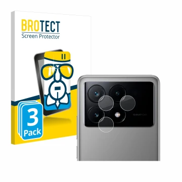 Parte frontale di una confezione del prodotto con il logo del marchio BROTECT. Accanto è raffigurato il dispositivo Xiaomi Poc