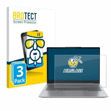 Parte frontale di una confezione del prodotto con il logo del marchio BROTECT. Accanto è raffigurato il dispositivo Lenovo Thi