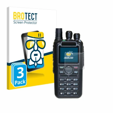 Parte frontale di una confezione del prodotto con il logo del marchio BROTECT. Accanto è raffigurato il dispositivo AnyTone AT