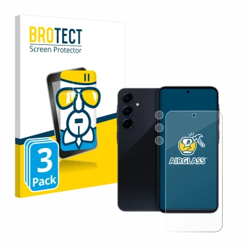 Parte frontale di una confezione del prodotto con il logo del marchio BROTECT. Accanto è raffigurato il dispositivo Samsung Ga