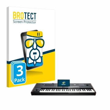 Parte frontale di una confezione del prodotto con il logo del marchio BROTECT. Accanto è raffigurato il dispositivo KORG Pa5X 