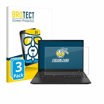 Parte frontale di una confezione del prodotto con il logo del marchio BROTECT. Accanto è raffigurato il dispositivo Lenovo Thi