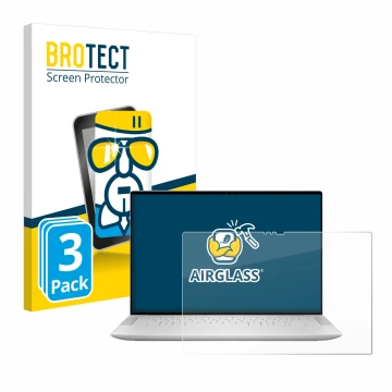 Parte frontale di una confezione del prodotto con il logo del marchio BROTECT. Accanto è raffigurato il dispositivo Dell XPS 1