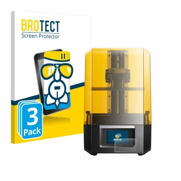 Parte frontale di una confezione del prodotto con il logo del marchio BROTECT. Accanto è raffigurato il dispositivo Anycubic P