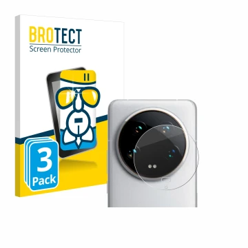 Parte frontale di una confezione del prodotto con il logo del marchio BROTECT. Accanto è raffigurato il dispositivo Xiaomi 14 