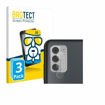 Parte frontale di una confezione del prodotto con il logo del marchio BROTECT. Accanto è raffigurato il dispositivo Nokia G42 