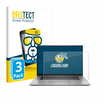 Parte frontale di una confezione del prodotto con il logo del marchio BROTECT. Accanto è raffigurato il dispositivo HP Zbook S