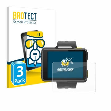 Parte frontale di una confezione del prodotto con il logo del marchio BROTECT. Accanto è raffigurato il dispositivo Newland WD