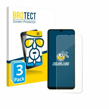 Parte frontale di una confezione del prodotto con il logo del marchio BROTECT. Accanto è raffigurato il dispositivo Samsung Ga