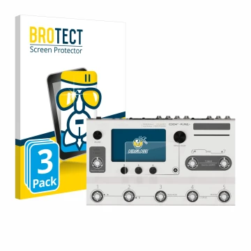 Parte frontale di una confezione del prodotto con il logo del marchio BROTECT. Accanto è raffigurato il dispositivo Hotone Amp