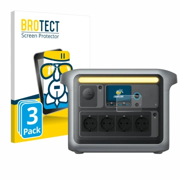 Parte frontale di una confezione del prodotto con il logo del marchio BROTECT. Accanto è raffigurato il dispositivo Anker SOLI