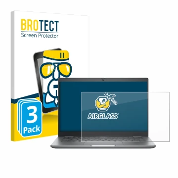 Parte frontale di una confezione del prodotto con il logo del marchio BROTECT. Accanto è raffigurato il dispositivo Dell Latit