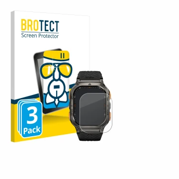 Parte frontale di una confezione del prodotto con il logo del marchio BROTECT. Accanto è raffigurato il dispositivo Kospet Tan