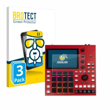 Parte frontale di una confezione del prodotto con il logo del marchio BROTECT. Accanto è raffigurato il dispositivo Akai MPC O