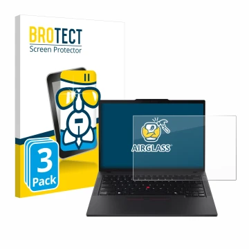 Parte frontale di una confezione del prodotto con il logo del marchio BROTECT. Accanto è raffigurato il dispositivo Lenovo Thi