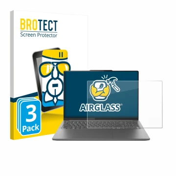 Parte frontale di una confezione del prodotto con il logo del marchio BROTECT. Accanto è raffigurato il dispositivo Lenovo Yog