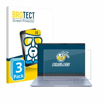 Parte frontale di una confezione del prodotto con il logo del marchio BROTECT. Accanto è raffigurato il dispositivo ASUS Vivob
