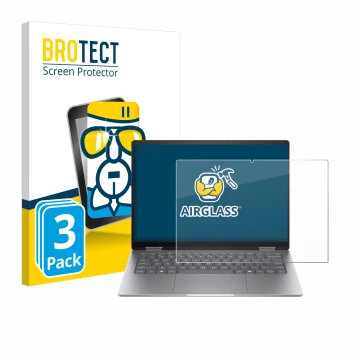 Parte frontale di una confezione del prodotto con il logo del marchio BROTECT. Accanto è raffigurato il dispositivo HP Envy x3